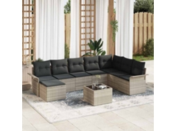 Vidaxl Conjunto De Sofá De Jardim Com Almofada 9 Pcs Cinzento-claro