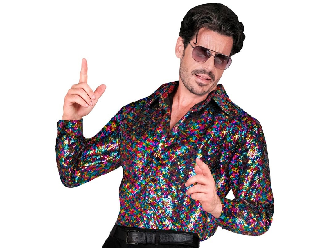Fantasia ou camisa de festa bolinhas multicoloridas para homem