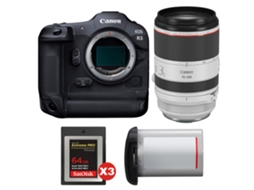 Eos R3 + Rf 70 200mm F/2.8 L Is Usm + 3 Sandisk 64gb Extreme Pro Cfexpress Type B + Canon Lp e19 + Ebook “20 Dicas para Fotos Que Impressionam” CANON
