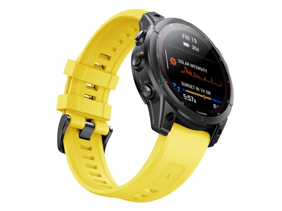 Bracelete Para Garmin Quickfit (20mm) - Silicone - Ladder - Fivela De Aço Preta Amarelo