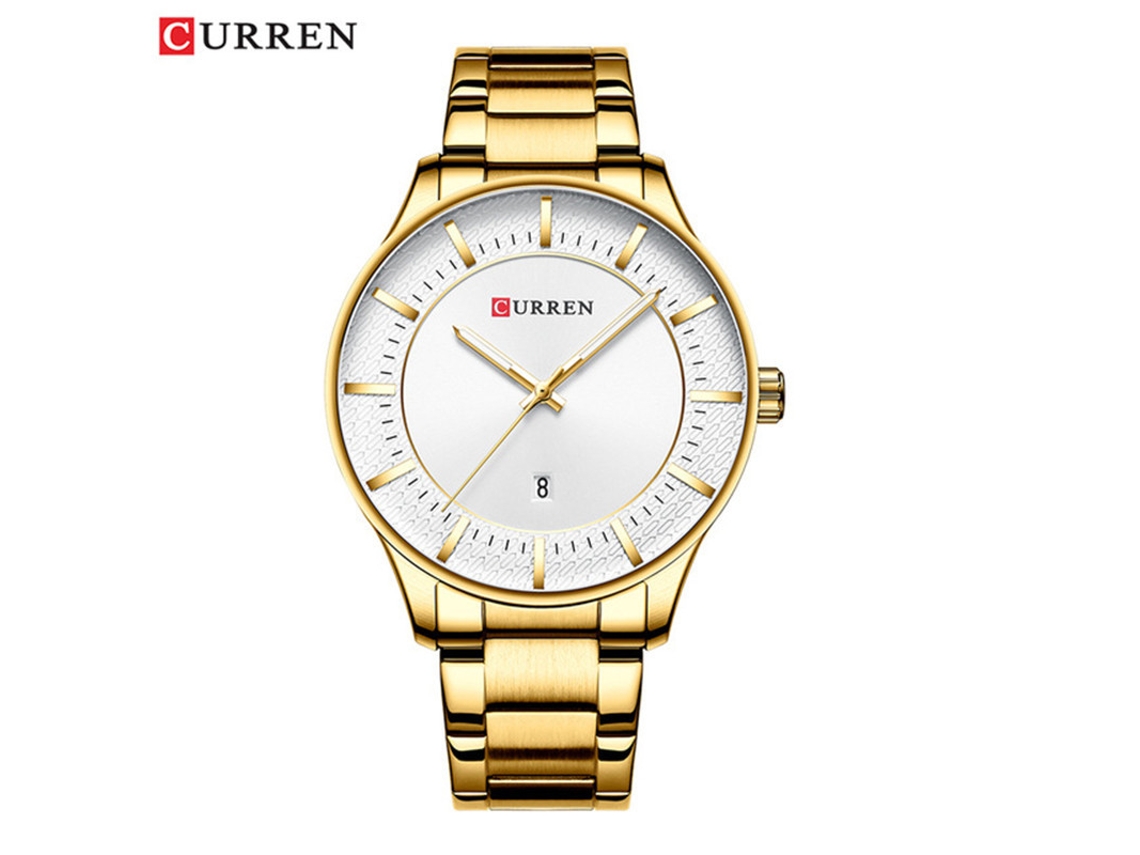 Relógio Masculino MDUG com Pulseira de Aço Inoxidável, Calendário, Mostrador Grande, Estilo Executivo, À Prova D'água (dourado)