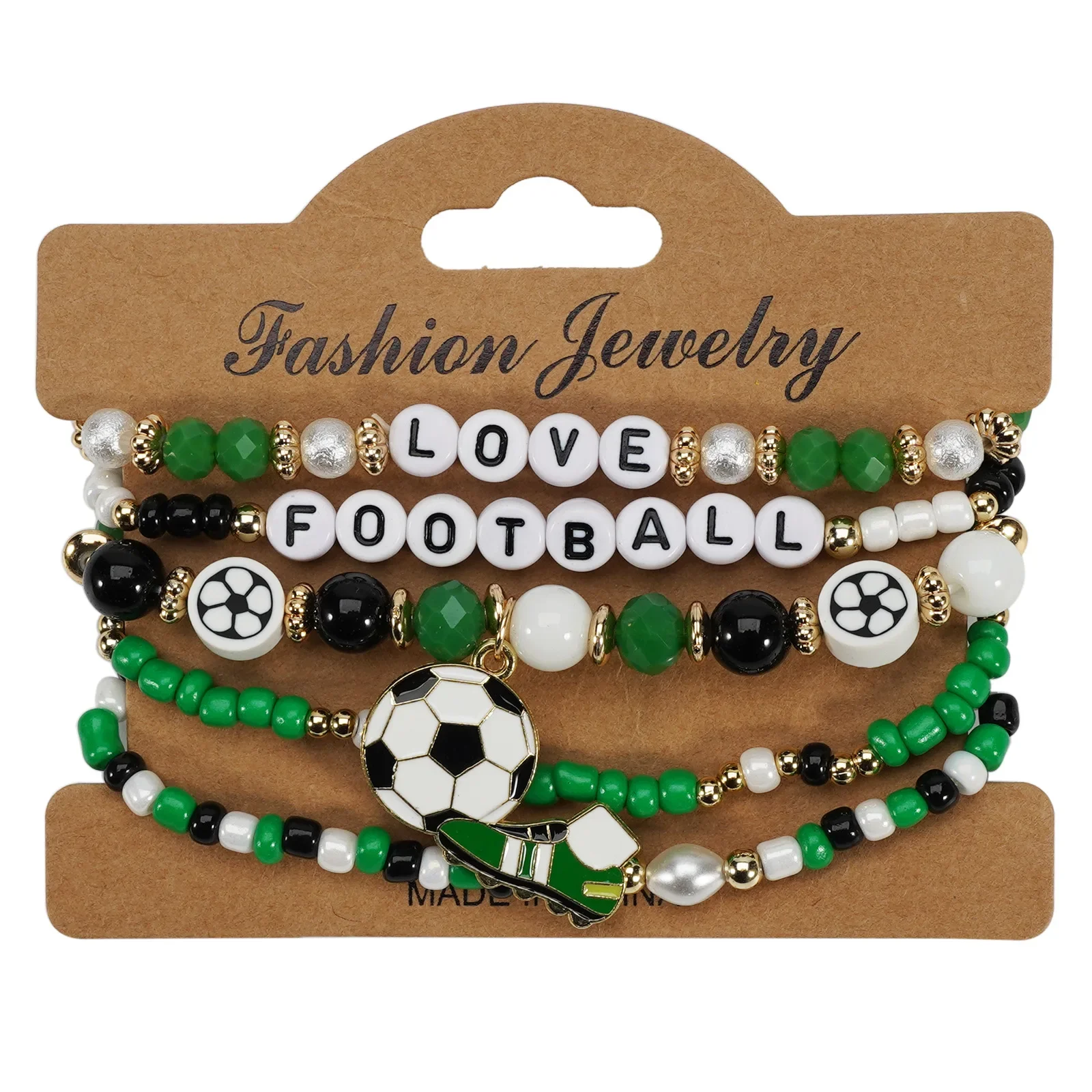 Pulseira De Contas Com Tema De Futebol, Joia Comemorativa Com Tema De Futebol
