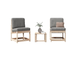 Vidaxl 3 Pcs Conjunto Lounge De Jardim Madeira De Pinho Maciça