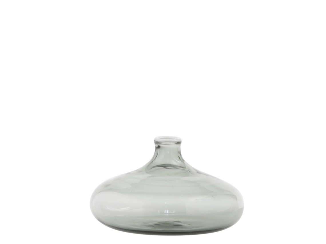 Copo Un Fiore de 46 cl em vidro borossilicato soprado à mão, na cor cinza com detalhes em branco, ideal para decoração de casa e para mesas elegantes.