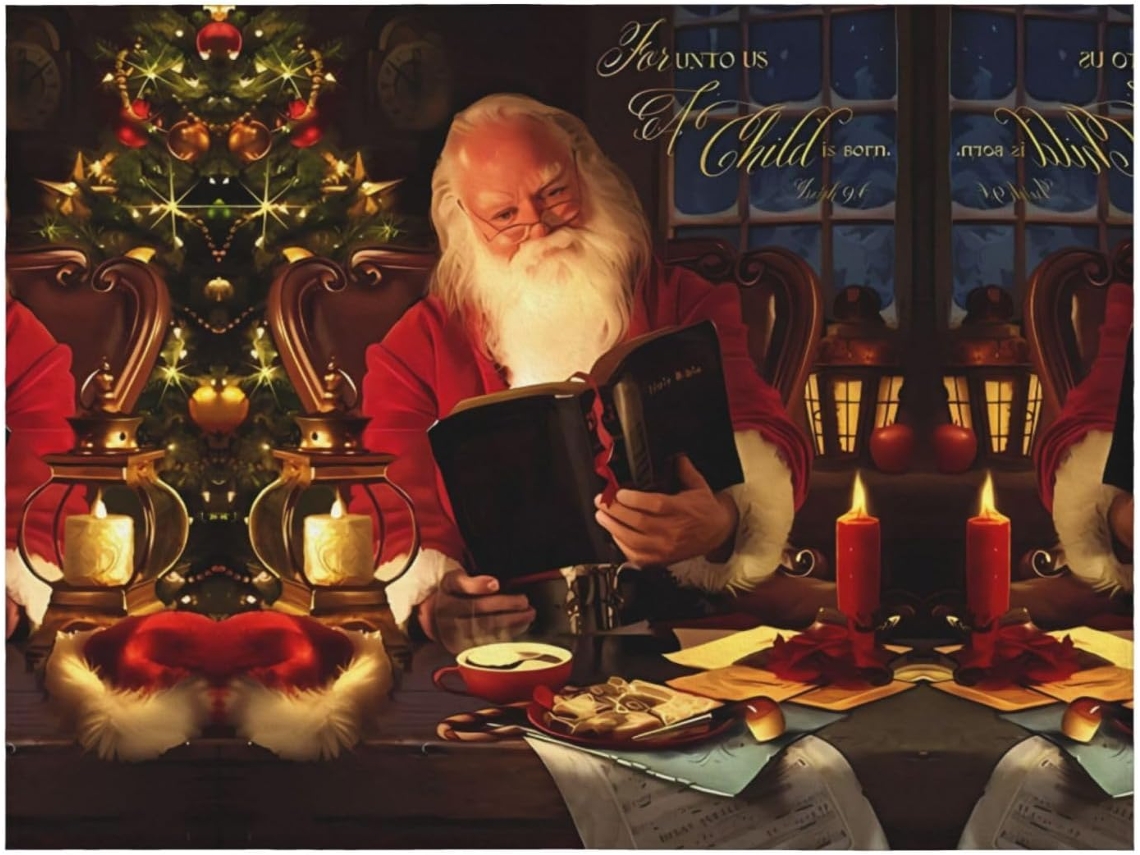 Colcha de Flanela com Estampa Papai Noel Macia e Aconchegante para Sofá Quarto 152 4 X 127 Cm, Macio, Quente