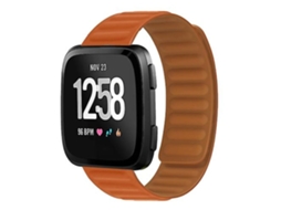 Lurelia Pulseira Magnética De Silicone 20 Mm, Compatível Com Fitbit Versa 4/ 3/ Sense 2 Laranja Vermelho, Acabamento Moderno