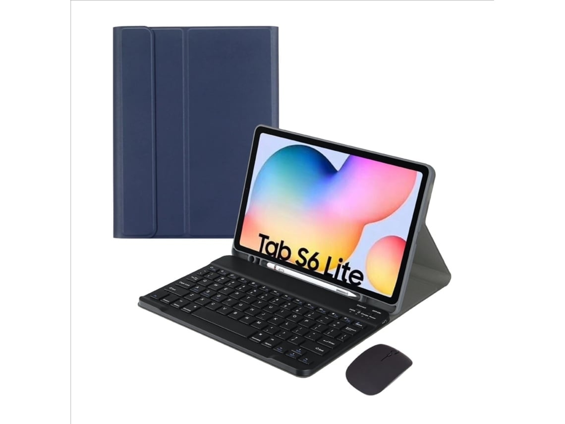 Capa Com Teclado Para Tablet Lurelia, Para Samsung Galaxy Tab S6 Lite 10.4/p610, Azul Escuro, Teclado Bluetooth
