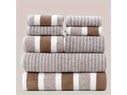 Conjunto de Toalhas de Luxo para Hotel com 8 Peças, Toalhas Ultramacias, Superabsorventes, Sem Fiapos, em Dois Tons e Listradas BRILVIBERA