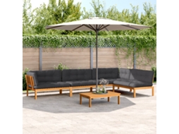 Vidaxl 5 Pcs Móveis De Paletes P/ Jardim Com Almofadões Acácia Maciça