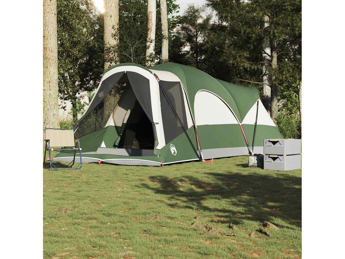 Vidaxl Tenda Familiar Túnel Para 8 Pessoas Impermeável Verde