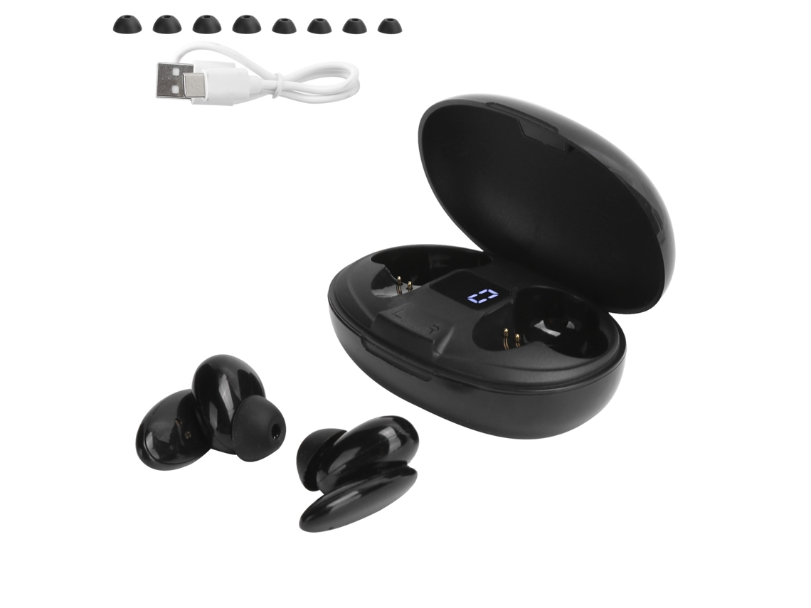 Fone Mali de ouvido Bluetooth TWS X16, sem fio, display digital, controle táctil, semi intra-auricular, preto