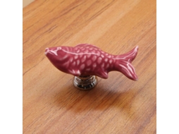 Puxador De Gaveta Em Cerâmica Formato Peixe, Botão De Armário Em Liga Zinco, 55x 27x 27mm, Furo Único, Puxador De Móveis