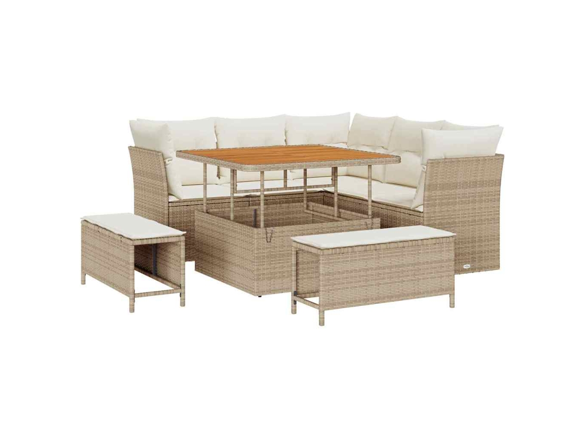 Maison Exclusive - Conjunto De Sofá De Jardim Com Almofada 8 Pcs Bege E Creme