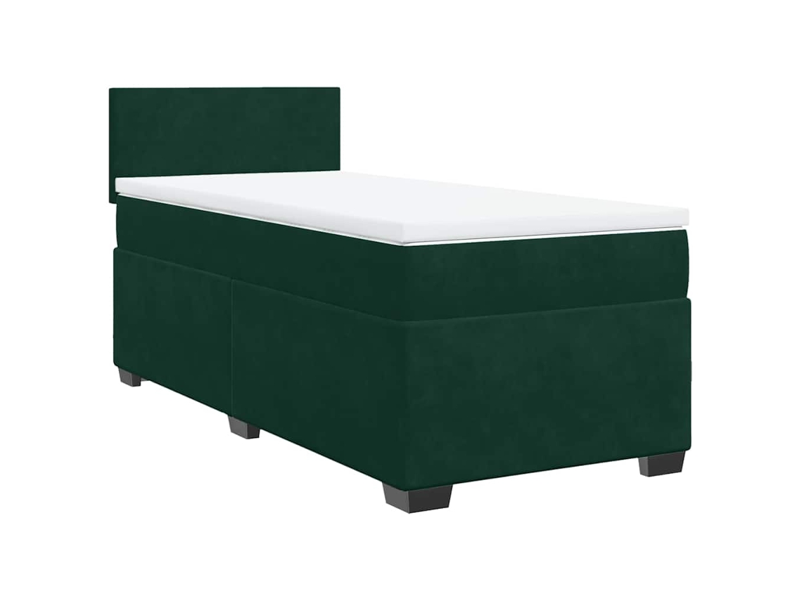 Cama com Molas/colchão 100x200 Cm Veludo Verde escuro MAISON EXCLUSIVE