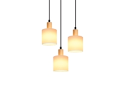 Nettlife Luz Pendente De Madeira Branca Diam.20 Cm E14 Vintage 3 Lâmpadas Redondas Para Sala De Jantar Restaurante Cozinha Quarto Escritório