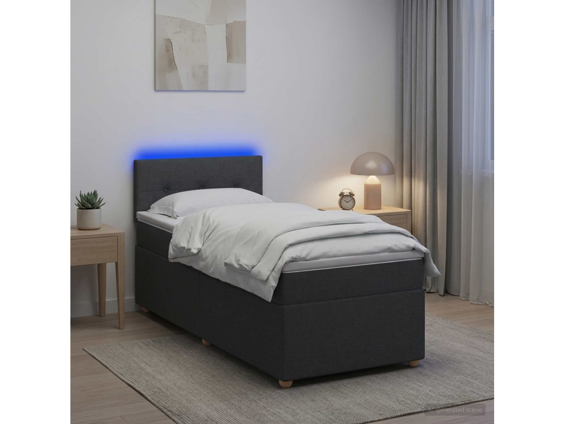 Vidaxl Cama Box Spring Com Colchão Cinzento-escuro 80 X 200 Cm Tecido