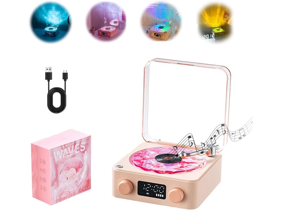 Toca Discos De Vinil Waves, Toca Discos De Vinil Retrô Wave, Alto Falante Sem Fio Bluetooth Fw Slowmoose