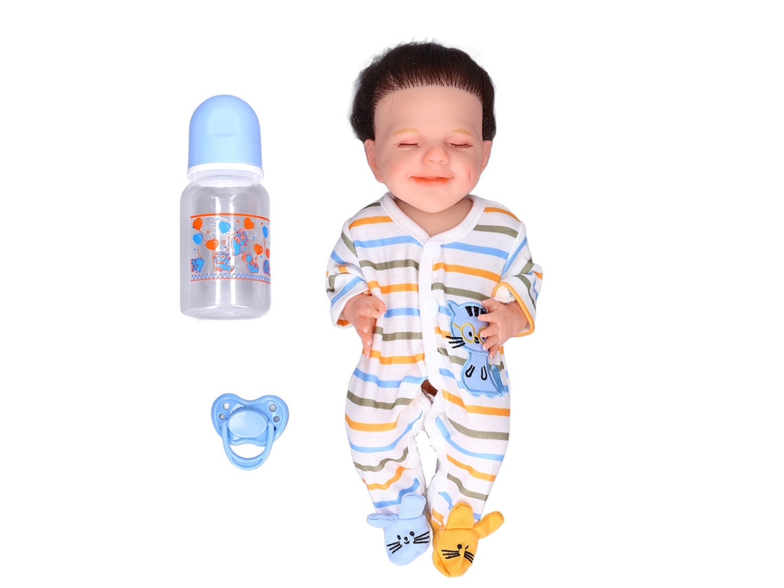 Boneca Bebê Silicone Realista 12 Polegadas Com Mamadeira Brinquedo Infantil Menina