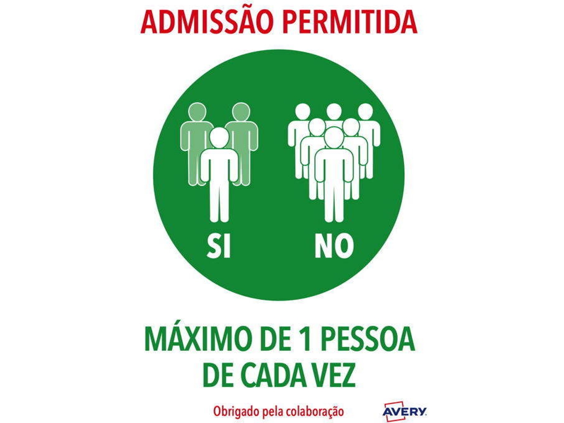Etiquetas Covid AVERY Admissão Permitida (A4)