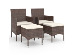 Maison Exclusive - 4 Pcs Conjunto De Cadeiras E Bancos De Jardim Vime Pe Castanho