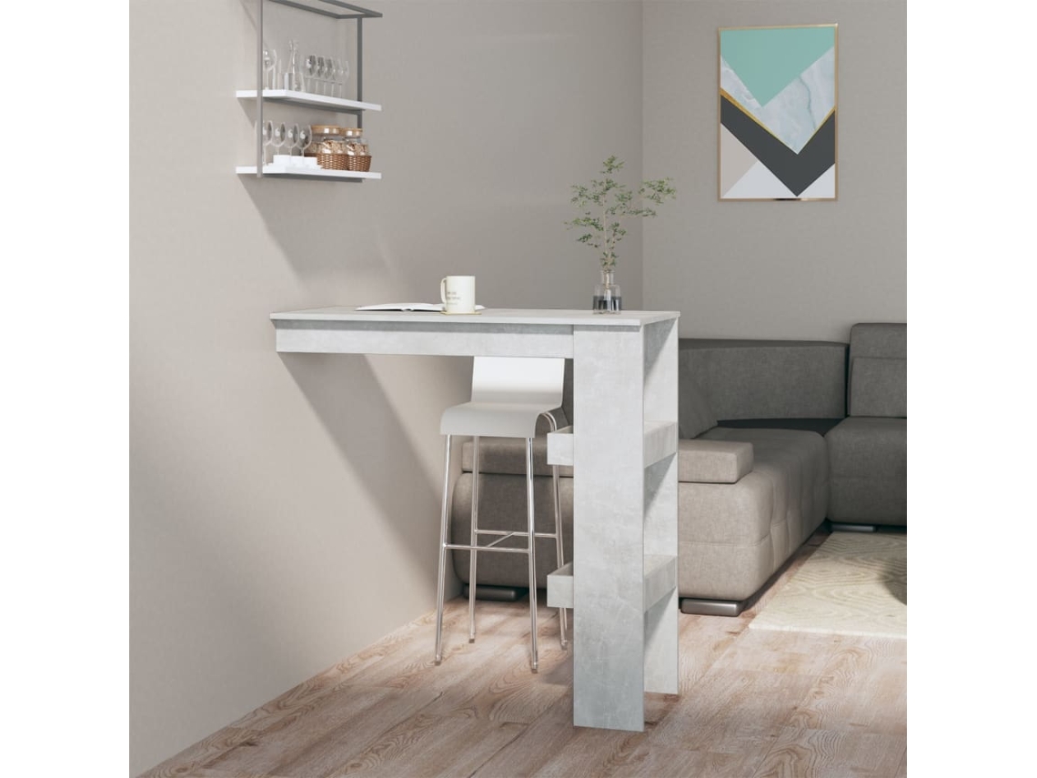 Vidaxl Mesa Bar Parede 102x45x103,5cm Derivados Madeira Cinza Cimento