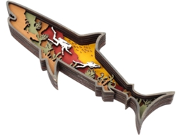 Decoração Clássica Tubarão Esculpido Madeira 3d Multifuncional Parede Várias Camadas Escritório Quarto Peça GOKOCO