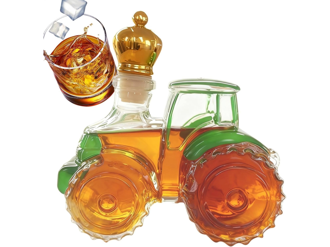 Decantador De Vidro Em Formato De Trator 300ml | Decantador De Vidro Para Licores E Tequila | Idea Gokoco