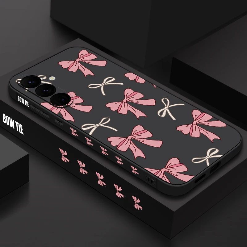 Capa Para Celular Galaxy S25 Ultra Com Laço Rosa (preta), Capa Macia