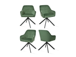 Conjunto de 4 Cadeiras de Jantar GOEURVANT Verde Floresta Veludo