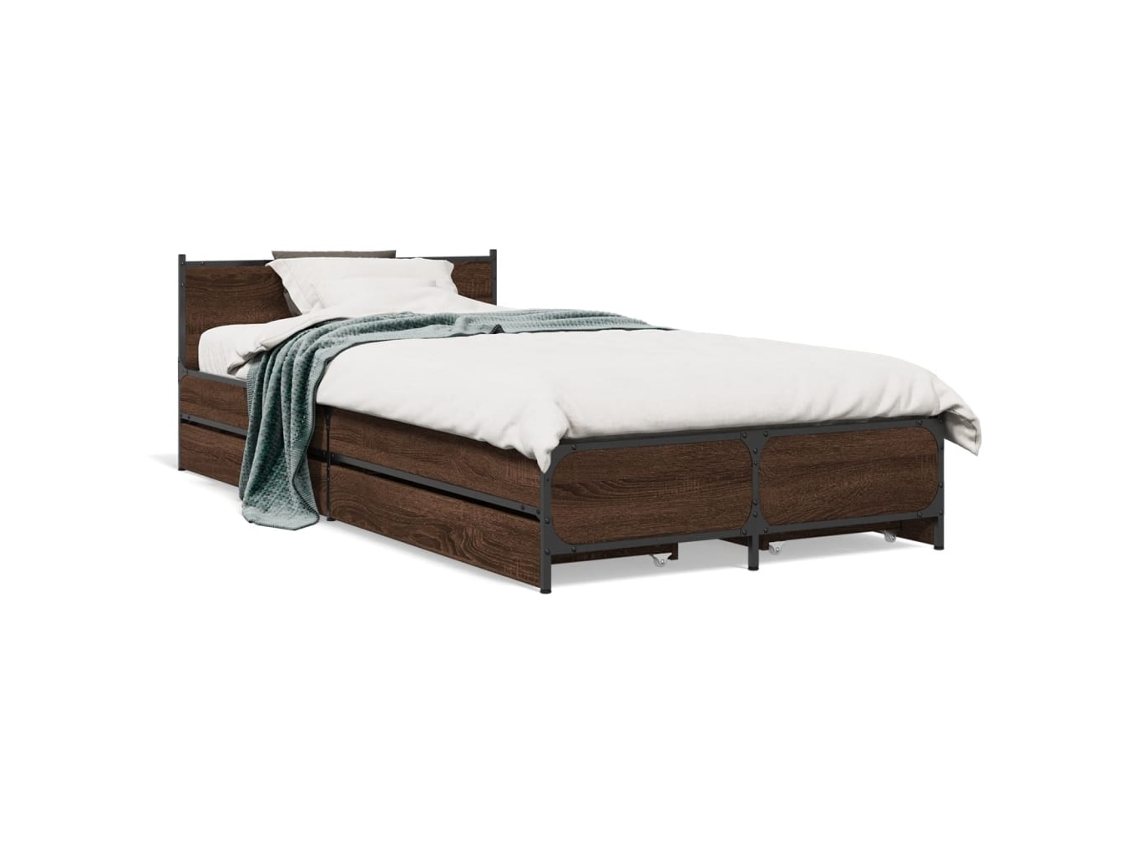 Bed Frame, Bed Frames Vidaxl Marrom Madeira Processada (75 X 190 Cm)