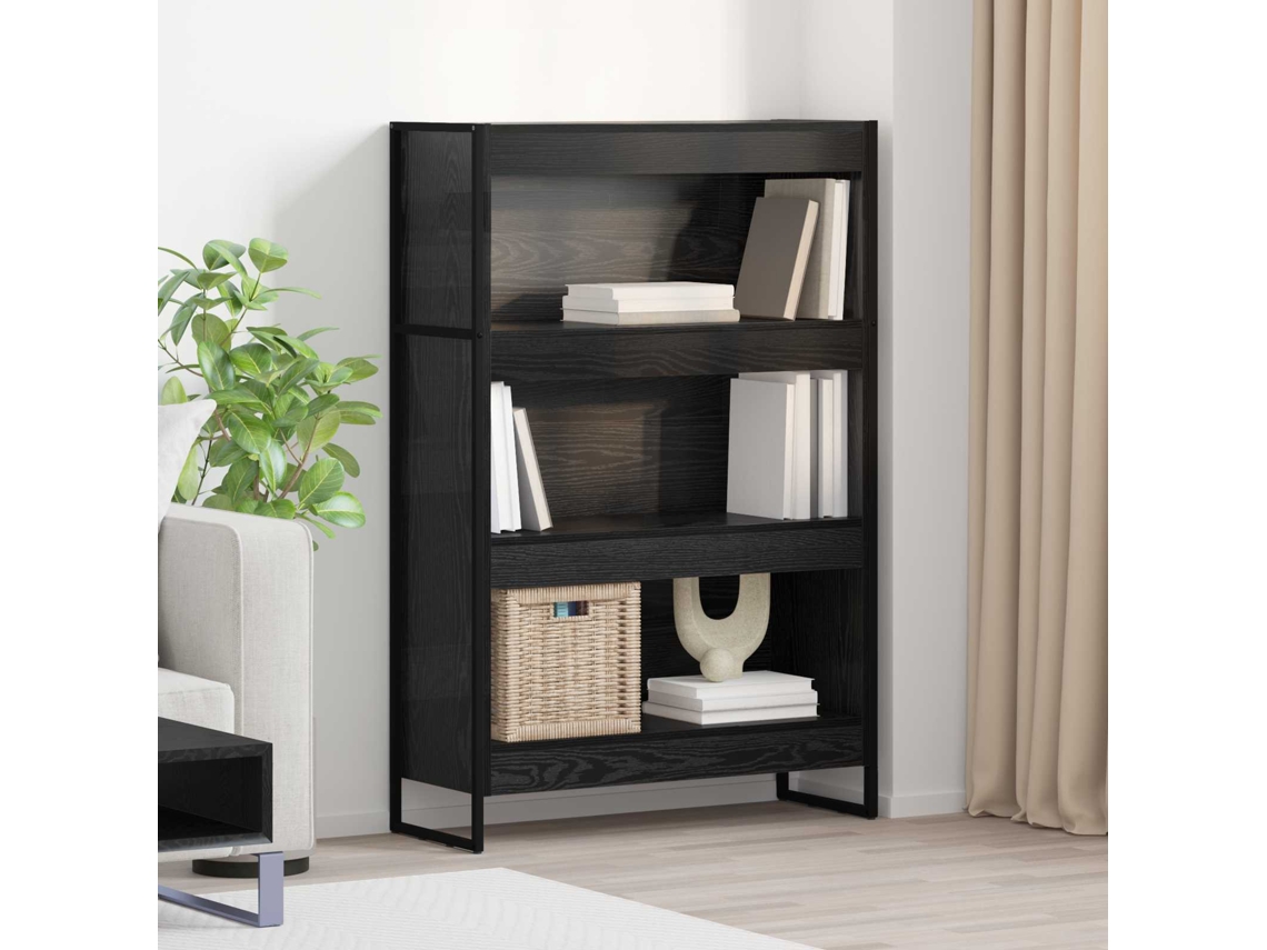 Vidaxl Gabinete De Livros Carvalho Preto 80 X 30 X 121 Cm
