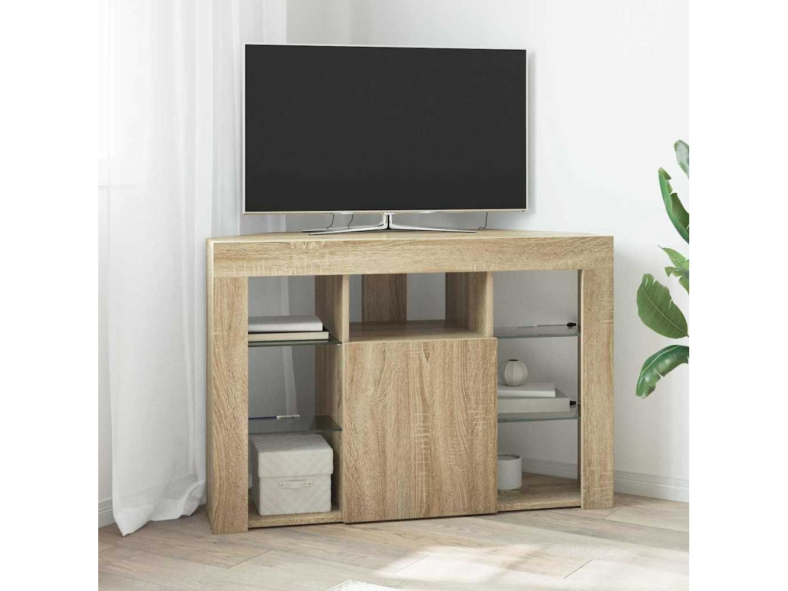 Vidaxl Criado-mudo De Led Para Tv De Canto 100x40x68cm Carvalho Sonoma