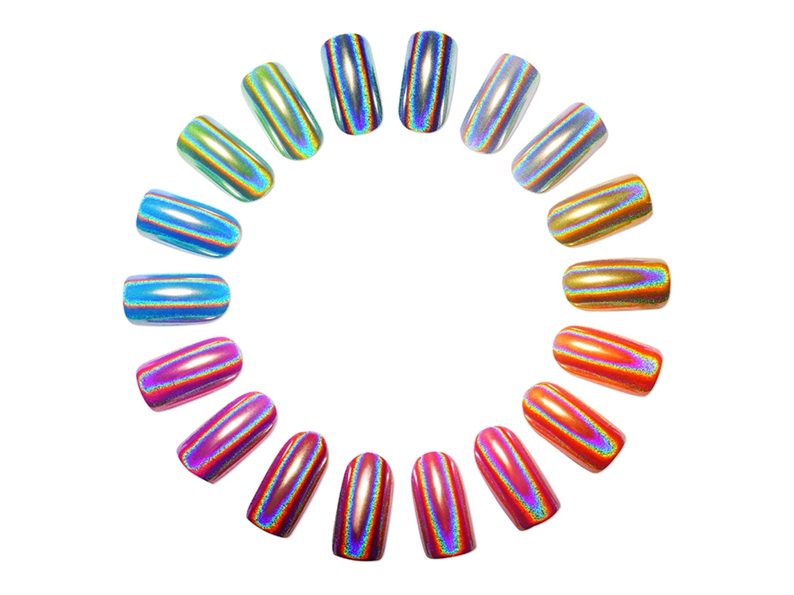 Pó holográfico profissional para decoração de unhas, pigmento a laser arco-íris para manicure cromada.