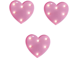 Luminária Noturna Led Em Formato De Coração Rosa Exceart, Lâmpada Sem