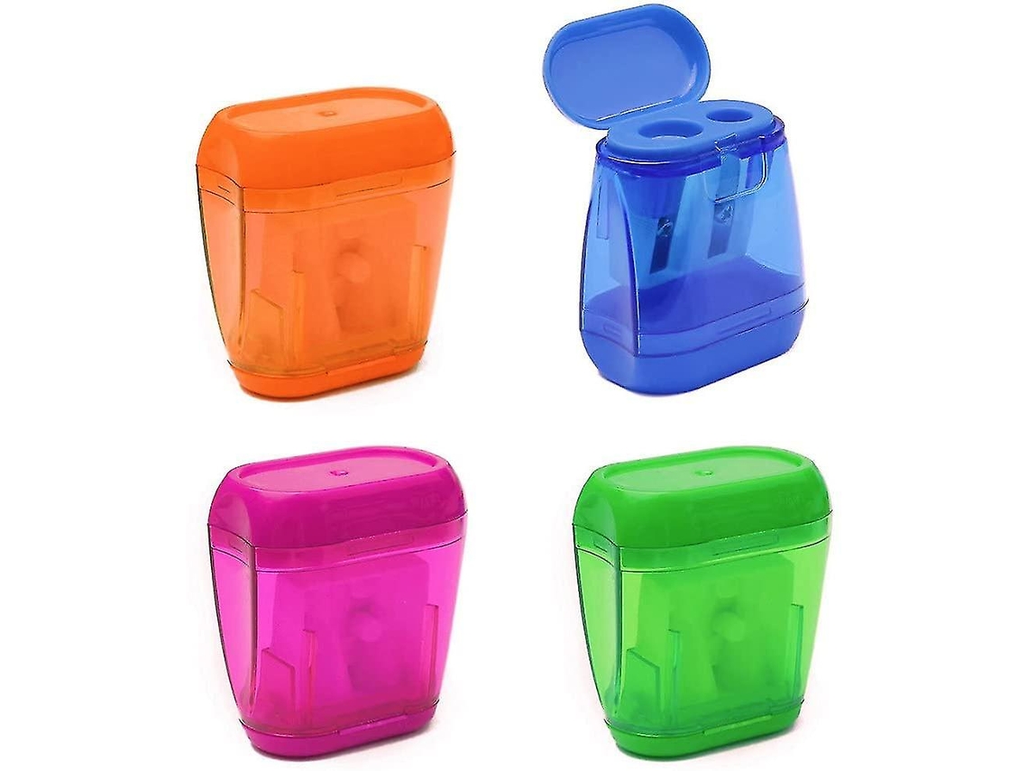 Apontador De Lápis Manual Com 4 Peças, Apontador De Lápis Com Furo Duplo E Tampa Aquaforge