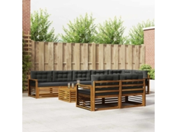 Vidaxl Conjunto De Sofás Para Exterior 9 Pcs Natural E Antracite
