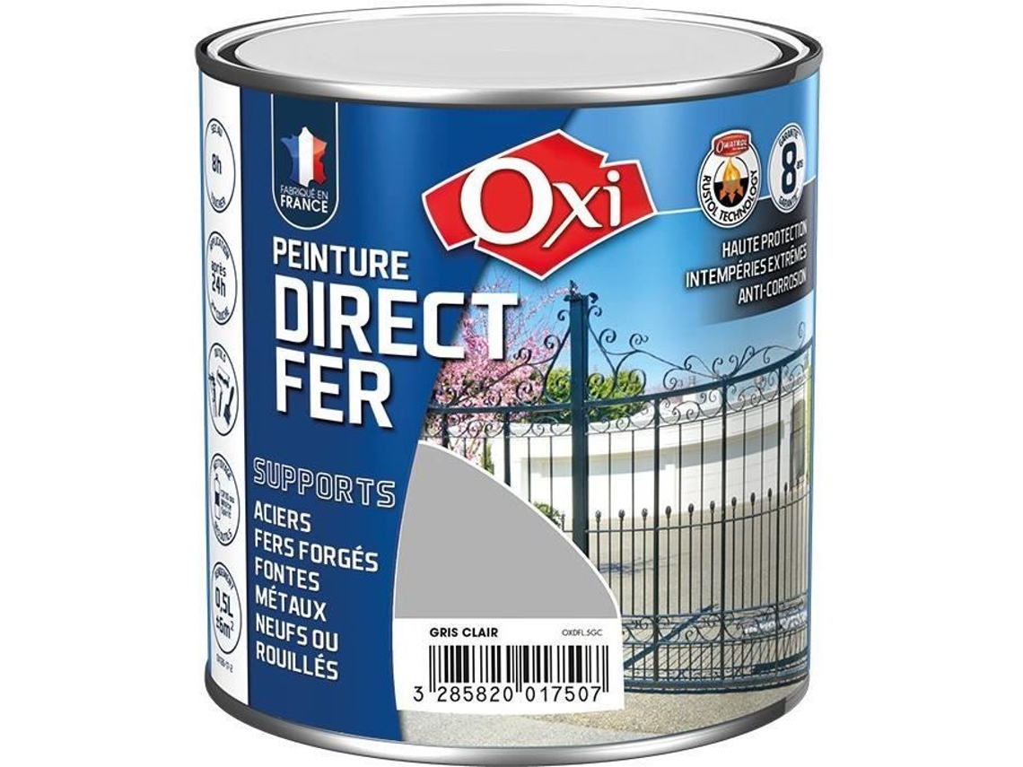Tinta Direta Sobre Ferro Oxi 0,5 L Cinza Claro Camada Única Brilhante Antiferrugem