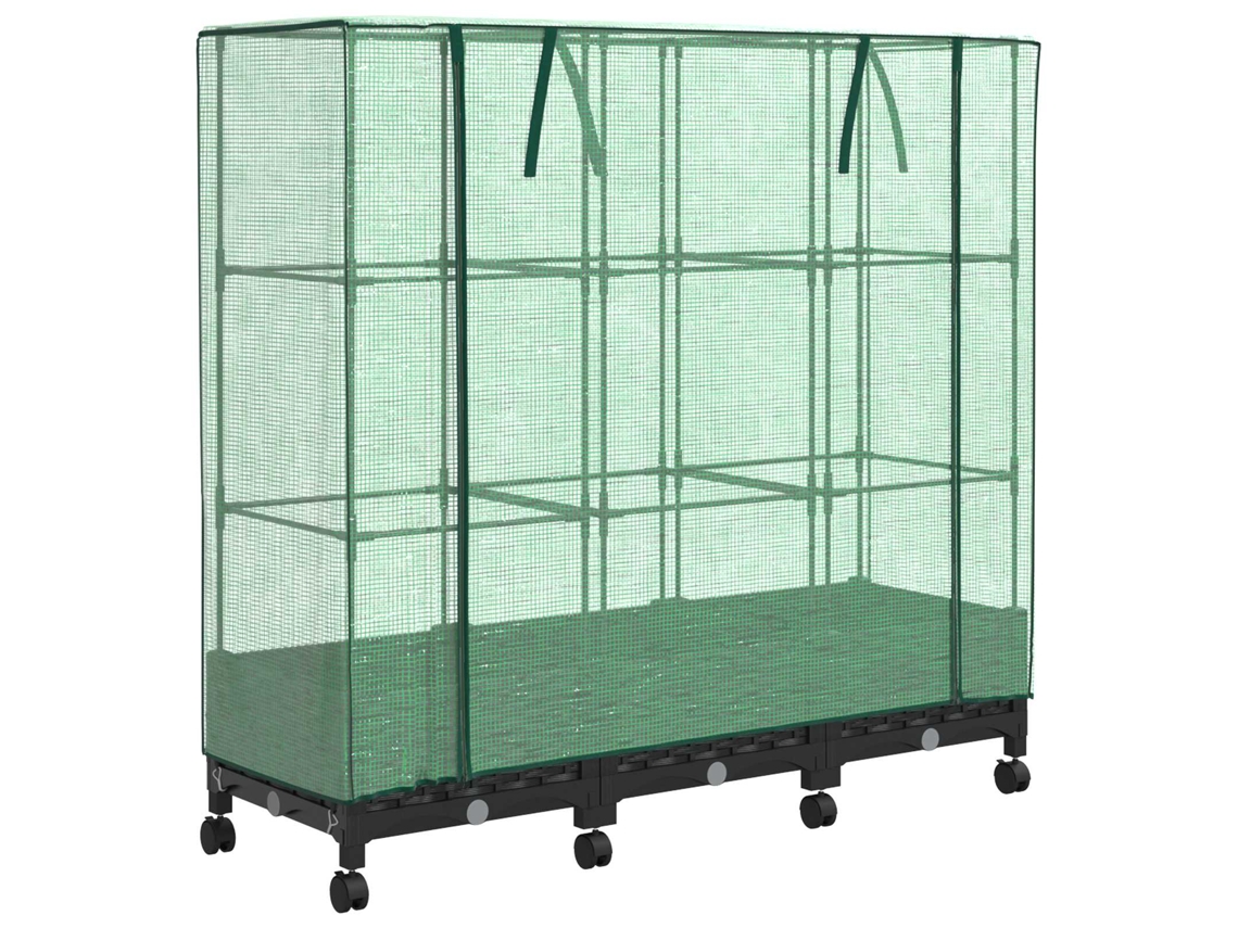 Conjunto 3 Vaso De Jardim Vidaxl Preto Polipropileno (120 X 40 X 129 Cm)