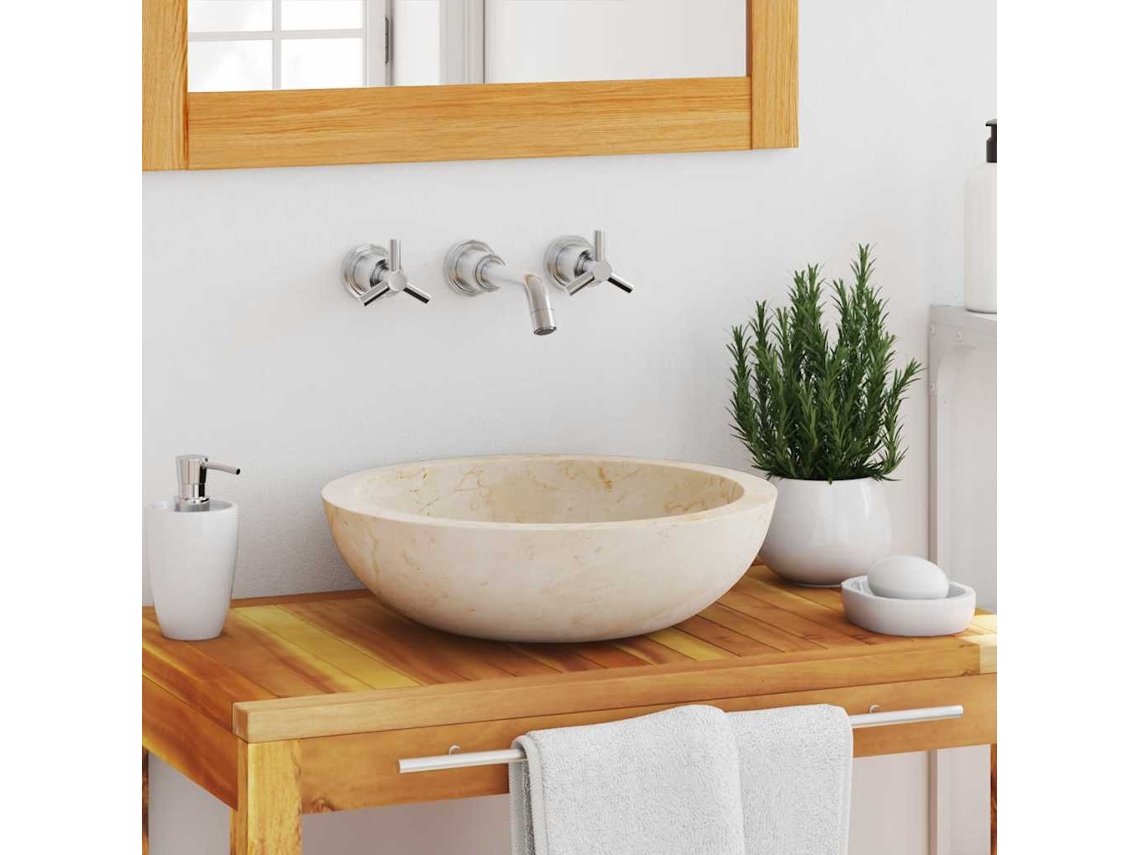 Vidaxl Lavatório 40x12 Cm Mármore Creme