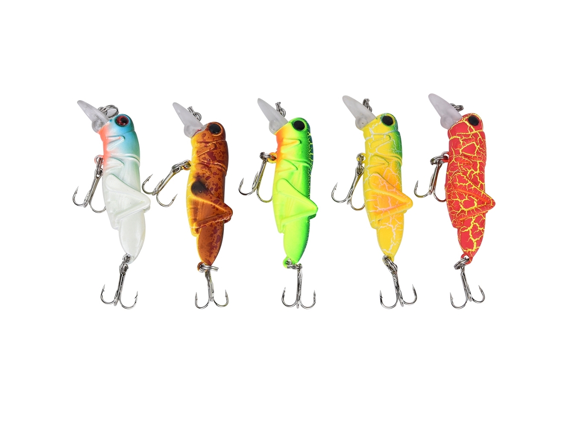 Lure (mid-upper Water Diving,) Lure Mid-upper Water Diving Minnow 5.5cm4g Grasshopper Locust Katydid Cricket Insect Imitation Hard Bait Fake
