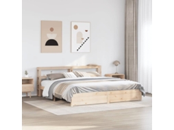 Estrutura De Cama Com Cabeceira 180x200 Cm Pinho Maciço
