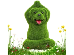 Estátua Genérica de Cachorro para Exterior Resina Verde Aveludada e Às Intempéries, Estatueta Zen de Animal para CHABERLU