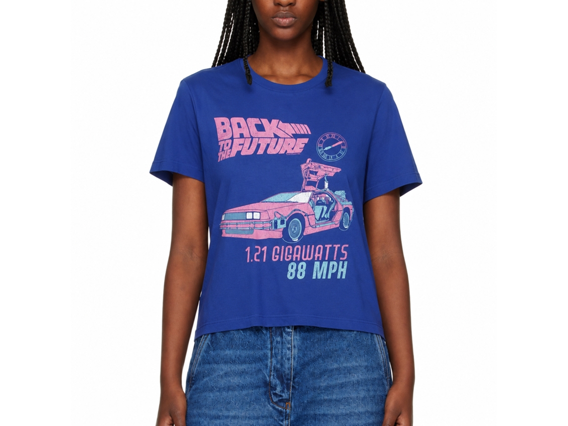 Rockinstone Back To The Future Movie Perspective Solid Royal Adult T-shirt Size:xxxl
