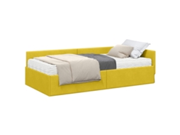 Conjunto de 2 Estruturas de Cama de Canto com Colchão Amarelo Veludo MAISON EXCLUSIVE (não especificado)