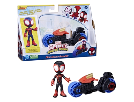 Figura de Ação SPIDEY AND HIS AMAZING FRIENDS MarvelMiles Morales com Moto Marvel (22,5cm)