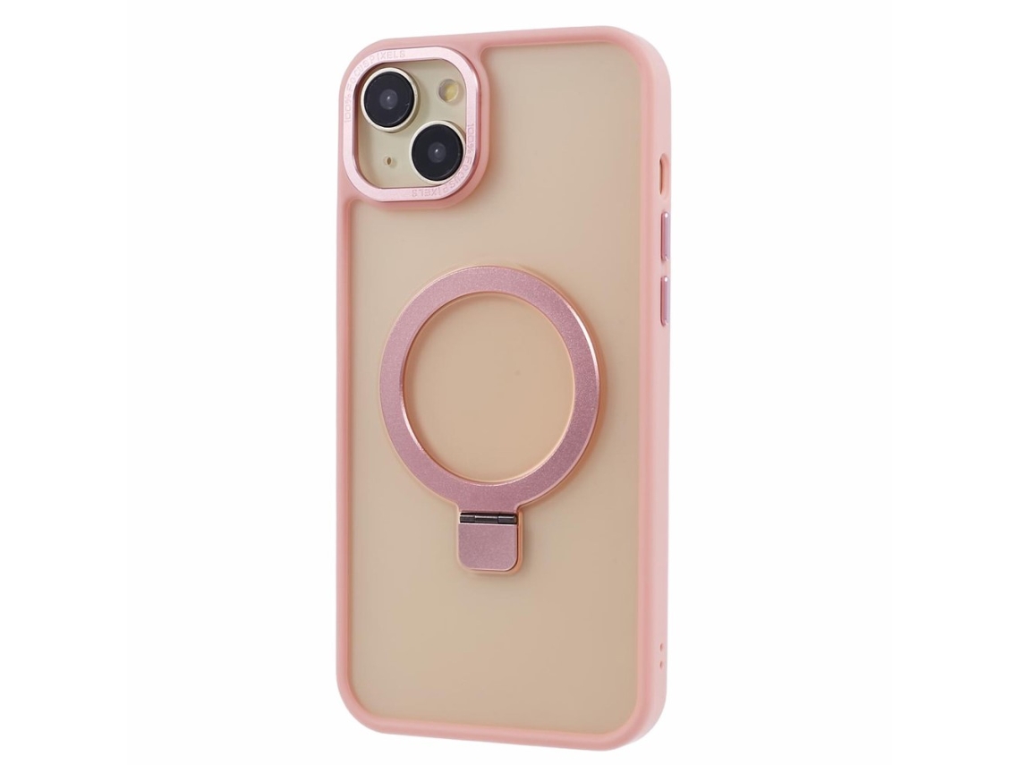 Suporte Casa Magsafe Para Iphone 15 Plus Pele Sintética Rosa