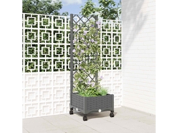 Vidaxl Vaso De Jardim Com Treliça E Rodas Cinzento-claro Pp