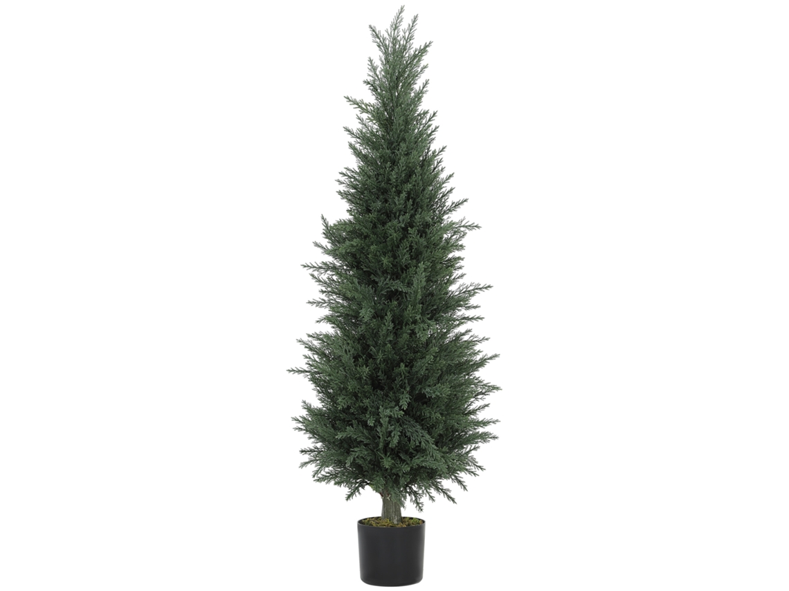 Cipreste Artificial 638 Folhas Plásticas Verde (resistente Uv, Vaso Incluído)