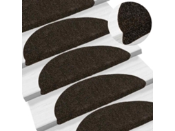 Vidaxl Tapetes De Escada Autoadesivos 5 Peças 56x17x3 Cm Marrom Escuro Semicircular