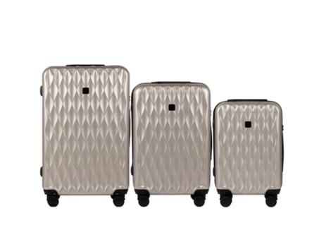 Conjunto De Bagagem Wings Golden Eagle De 3 Peças Champanhe, Policarbonato